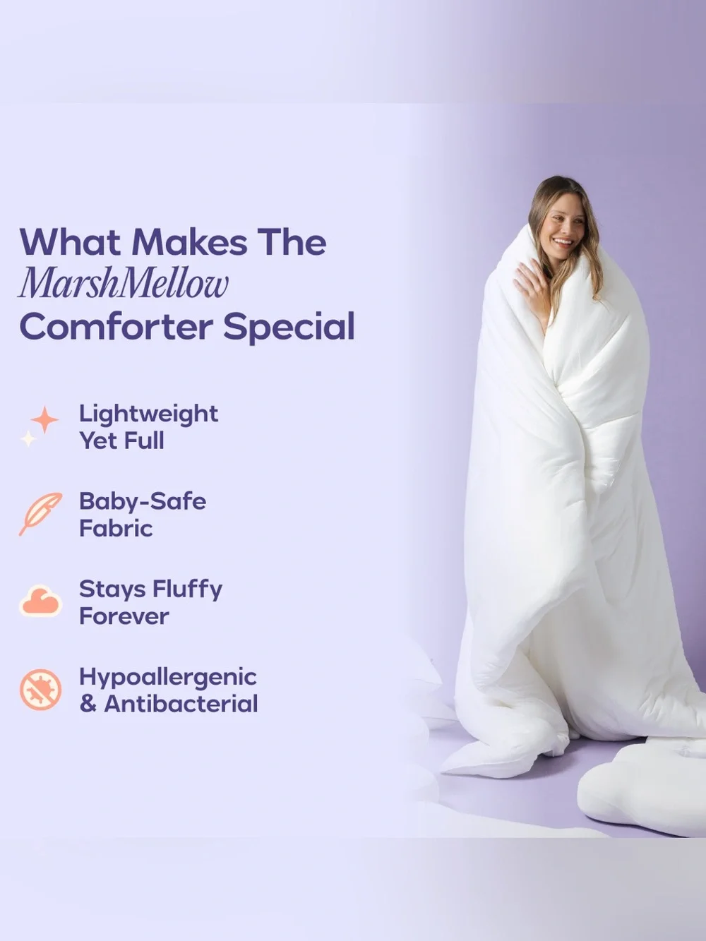 NWT - Mellow - MarshMellow Comforter - White - Twin